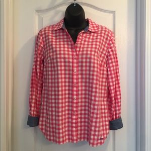 Ladies Talbots Pink/White Check Top Size SP